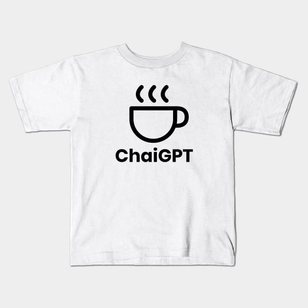 ChaiGPT - Chai Tea - ChatGPT Style (Black) Kids T-Shirt by SallySunday